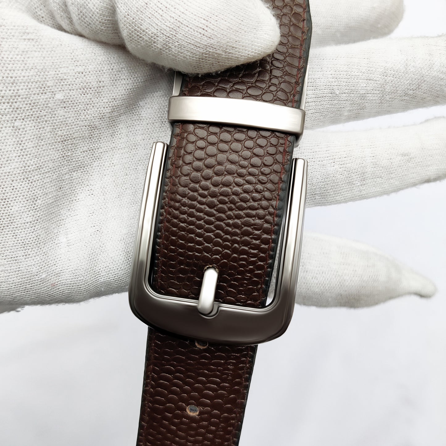 Milled Pattern Premium Leather Belt